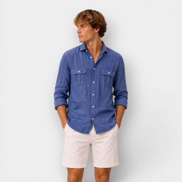 Blueblue Chihuahua - Camisa Guayabera de Lino Marino