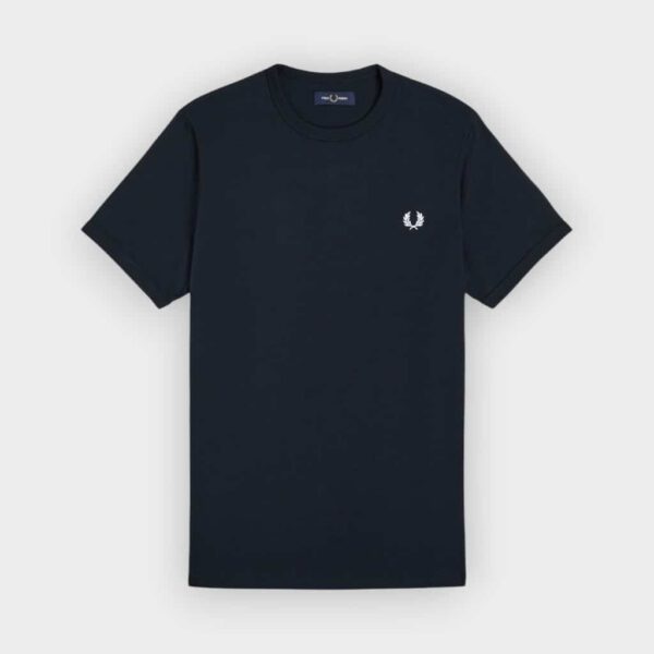 Fred Perry - Camiseta Ringer azul marino