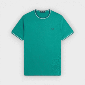 Fred Perry - Camiseta con el ribete con dos franjas verde menta