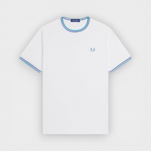Fred Perry - Camiseta con el ribete con dos franjas blanca nieve