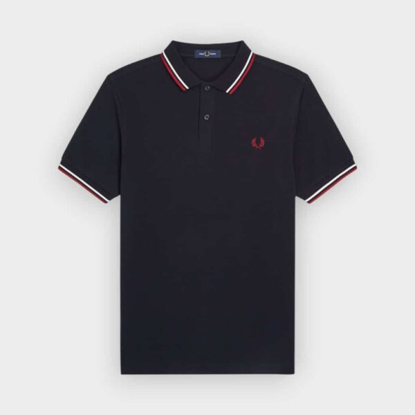 Fred Perry - Polo M3600 azul marino blanco nieve rojo tostado
