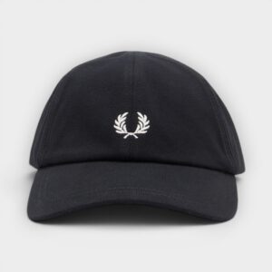 Fred Perry - Gorra Pique Classic Cap Negra Blanco Nieve