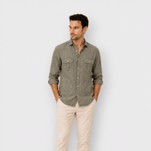 Blueblue Chihuahua - Camisa Guayabera de Lino Khaki