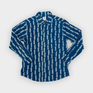 Otherwise - Camisa Obsidian hand printed Ls blue