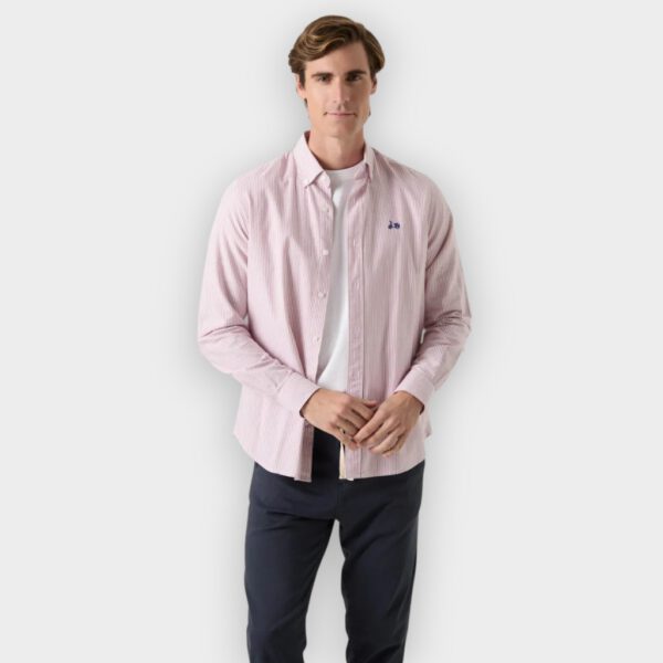 Scotta 1985 - Camisa Oxford stripes burdeos