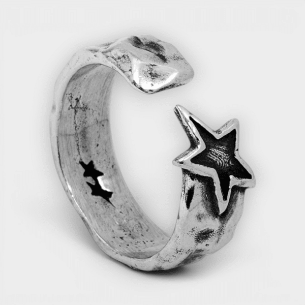 TwoJeys - Anillo Open Star Silver Plated
