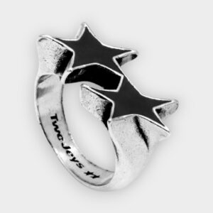 Twojeys - Anillo individual esmaltado en negro Icon silver