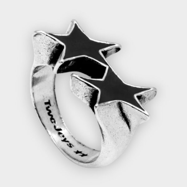Twojeys - Anillo individual esmaltado en negro Icon silver