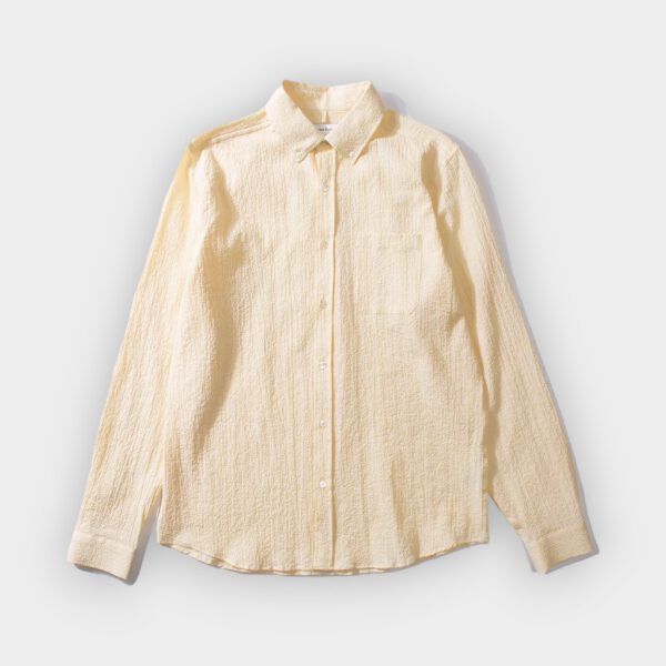 Edmmond - Camisa Seersucker Sl plain light yellow
