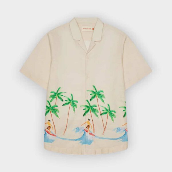 Revolution - Camisa de manga corta Cubana 3104 off white